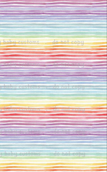 Fabric Pastel Watercolour Rainbow Stripes