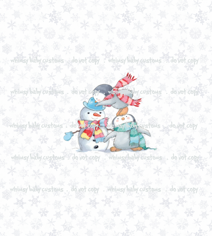 Child Panel Christmas Snowman with Penguins