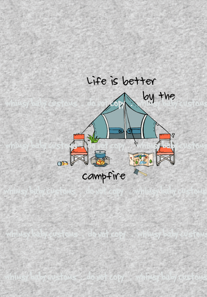 311H Life is Better by the Campfire Child Panel on Heather Grey