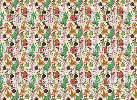 Fabric Christmas Grumpy Green Guy with Dots