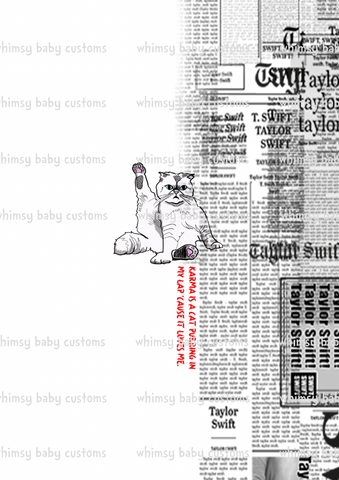 Swiftie Preorder - Adult/Romper Panel Swiftie Karma is a Cat