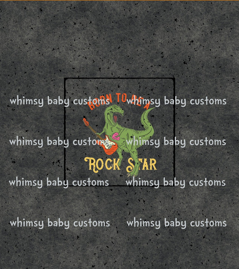 383 Child Panel Dino Born to Be a Rock Star (on Grunge Grey)