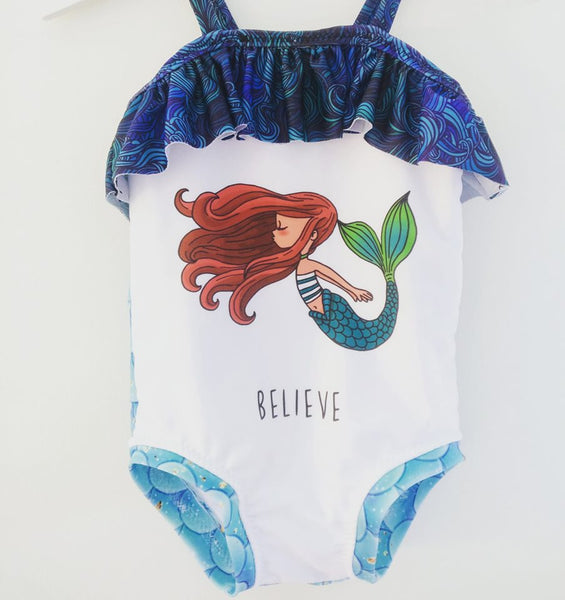 513  Believe Mermaid Child Panel (Redhead)