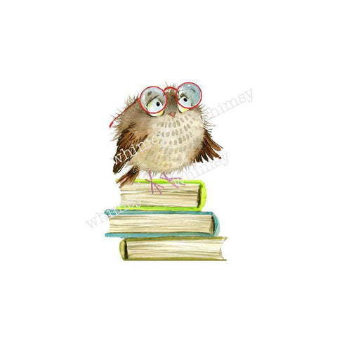 329 Book Owl w/ Glasses Child Panel (Standing on Books)