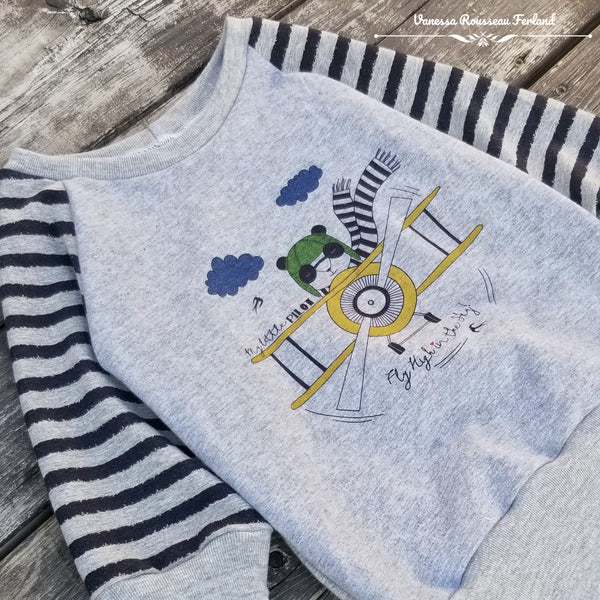 N685H  Fly High in the Sky Child Panel (on Heather Grey)