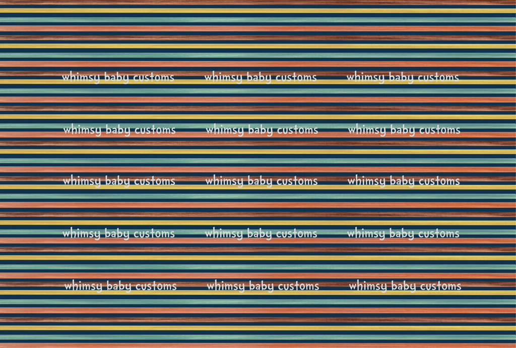Fabric Earth toned Rainbow Collection Watercolour Stripes on Navy