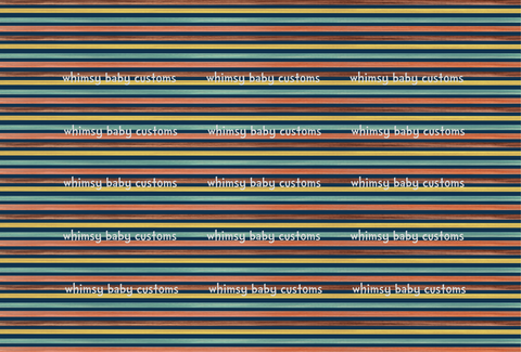 Fabric Earth toned Rainbow Collection Watercolour Stripes on Navy