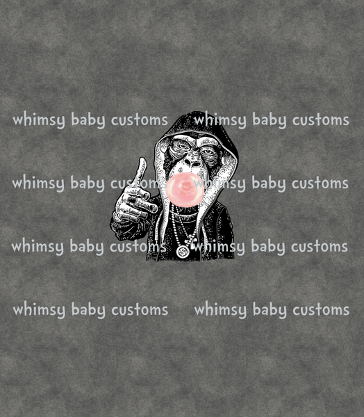 369 Child Panel Hipster Monkey with Bubblegum (on Light Grunge Grey)