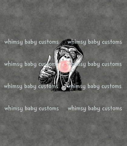 369 Child Panel Hipster Monkey with Bubblegum (on Light Grunge Grey)