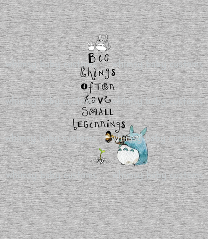 C075H Totoro Big Things Often Have Small Beginnings Child Panel on Heather Grey