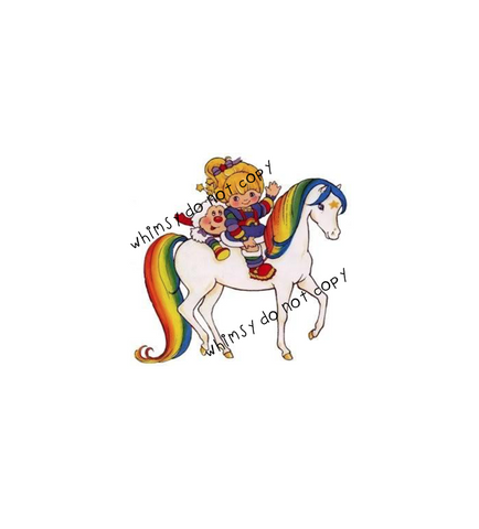 545 Bright Rainbow Girl on Horse Child Panel (on WHITE)