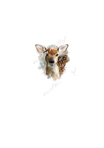A1023 Deer Watercolour Adult/Romper Panel