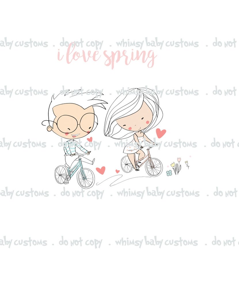 N693 Perfect Spring Day (2019) Child Panel - I Love Spring (Boy and Girl on Bicycle)