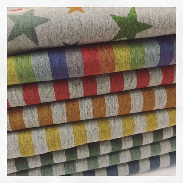 POT OF GOLD PREORDER: [FAT HALF BUNDLE] Watercolour Stripes and Stars on HEATHER Grey
