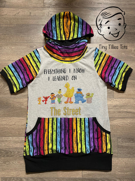 A1085H Adult/Romper Panel Sesame Street Everything I Know I learned on the Street on Heather