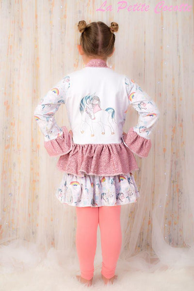 364 Girl on Unicorn Child Panel (now on Pink Linen)